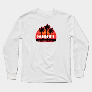 Soquel California City Sticker Icon with Palms Long Sleeve T-Shirt